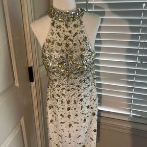 blush prom embelished white cocktail dress size 4